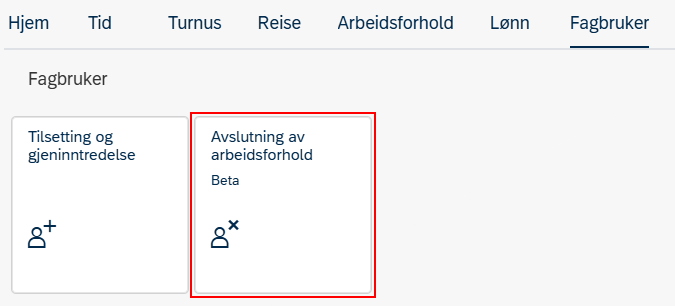 Bildet viser flisen avslutning av arbeidsforhold i selvbetjeningsportalen
