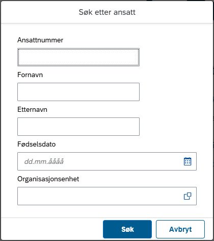 Bildet viser søk etter ansatt