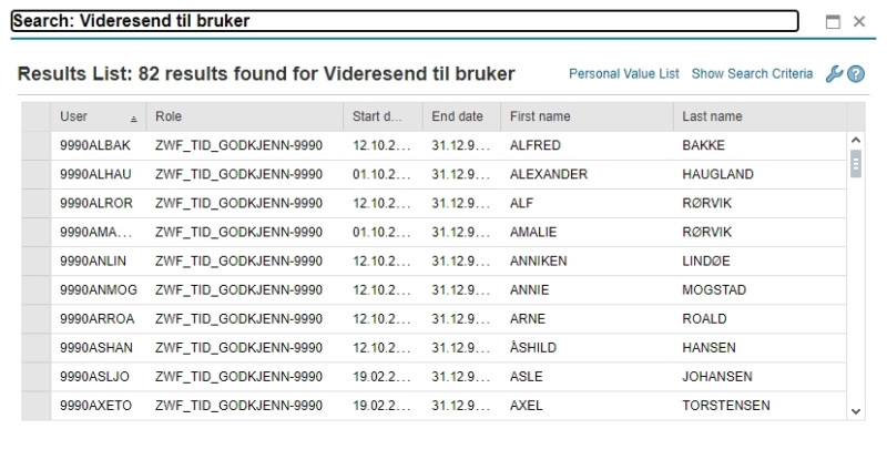 image showing available users to forward the task to