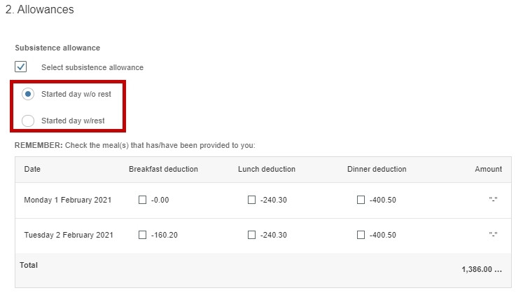 image showing allowances