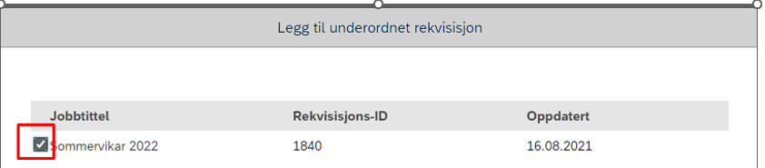 bildet viser hvor du velger underordnet jobb.rek