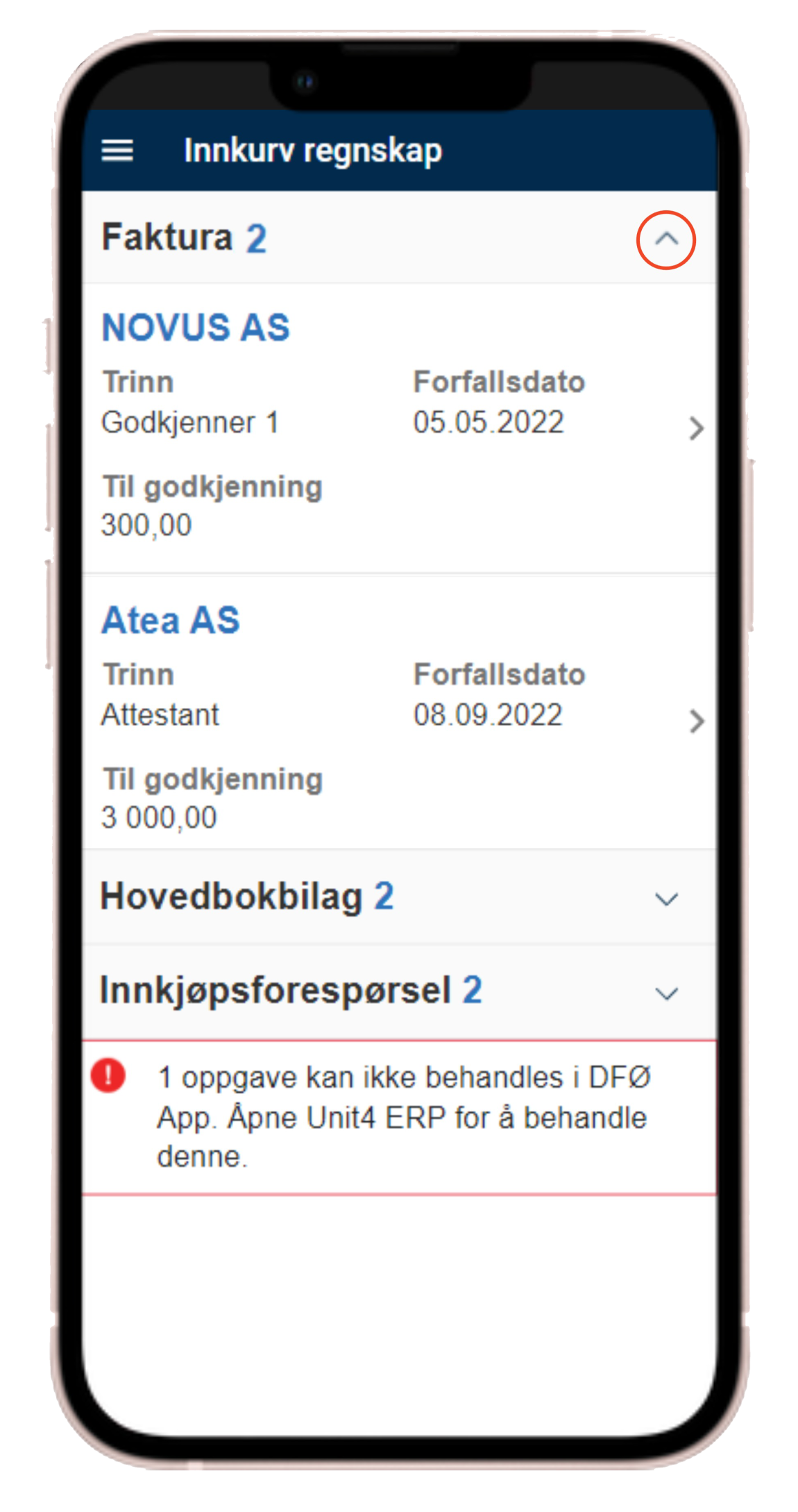Oppgavebehandling for faktura i DFØ-appen