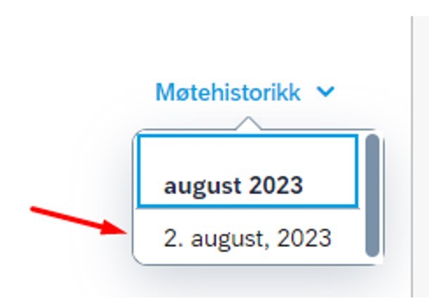 Skjermbilde fra DFØ HR Medarbeideroppfølging, møtehistorikk