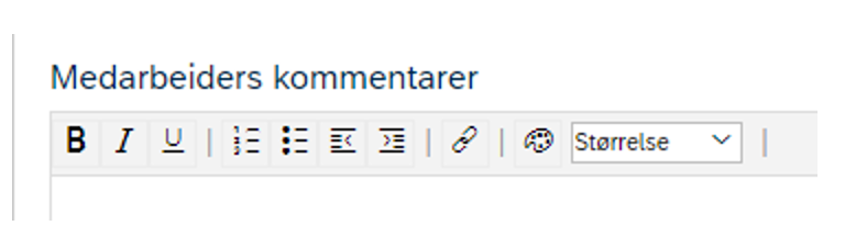 Skjermbilde av "Medarbeiders kommentar".