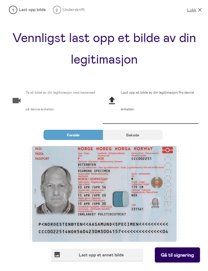 Bildet viser et norsk pass.