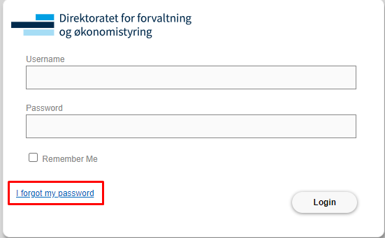 Bildet viser lenken til glemt passord