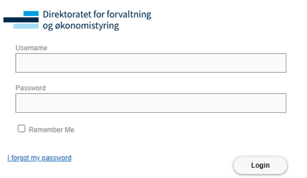 Bildet viser innloggingsbildet til DFØ Fildel