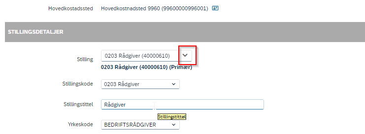 Bilde viser hvor du klikker for å legge til stilling.