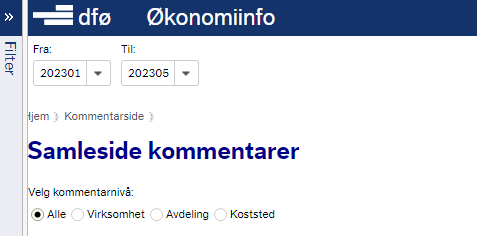 Oversikt over Samleside kommentarer