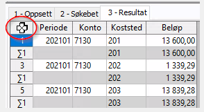 Viser feltet for å tilpasse størrelsen på kolonnene