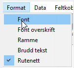 Viser valg under "Format" i verktøylinjen