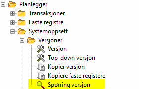 Viser filstien til "spørring versjon".