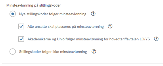  Alle ansatte på begge avtaler blir automatisk oppdatert til sin stillingskodes minsteavlønning.