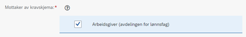 Arbeidsgiver er tilgjengelig som mottaker i Kravskjema.