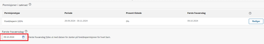 Bildet viser første fraværsdag