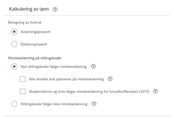 Kalkulering av lønn i Systemoppsett
