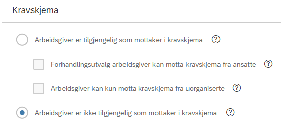  Leder og Forhandlingsutvalg arbeidsgiver kan ikke motta kravskjema fra ansatte.