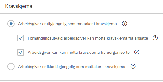 Leder og Forhandlingsutvalg arbeidsgiver kan kun motta kravskjema fra uorganiserte ansatte.