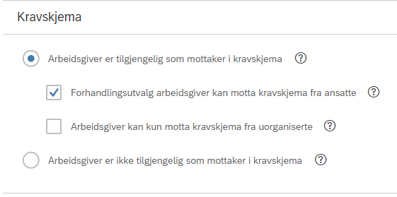  Leder og Forhandlingsutvalg arbeidsgiver kan motta kravskjema fra ansatte.