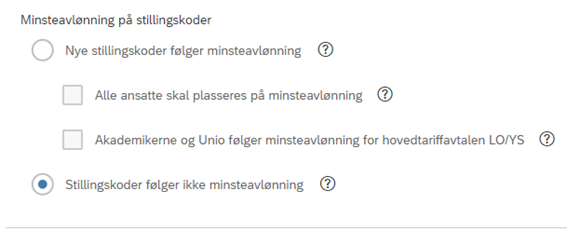  Systemet tar ikke hensyn til stillingskoders minsteavlønninger ved tildeling av ny stillingskode eller kontroll av nåværende stillingskoder.