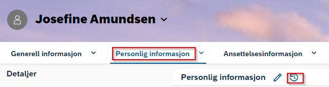 Personprofil - personlig informasjon