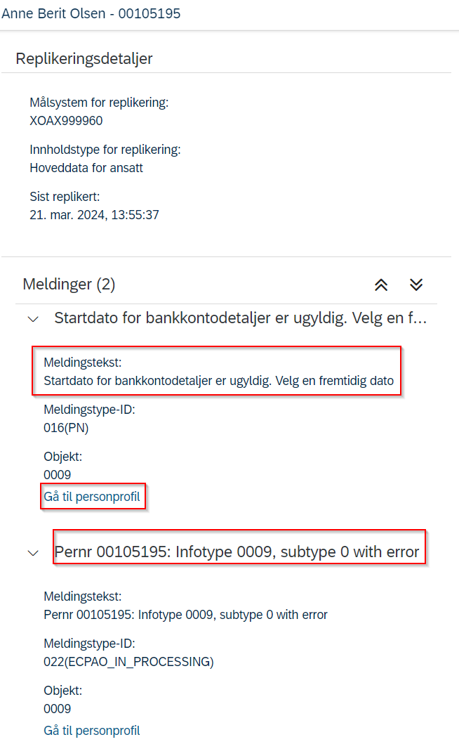 feilmelding: startdato for bankkontodetaljer er ugyldig