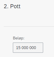 Bildet viser hvordan beløp til fordeling hentes fra trinn 2 i Opprett lønnsoppgjør og legger seg til Pott.