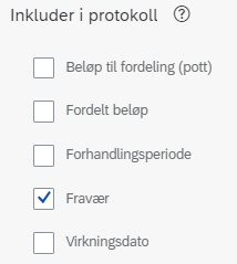 Bildet viser at Fravær er avhaket.