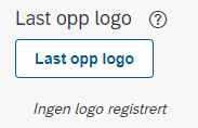 Bildet viser knappen "Last opp logo" som en trykker på for å laste opp en logo.