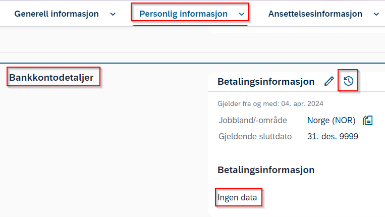 Redigere bankkontodetaljer