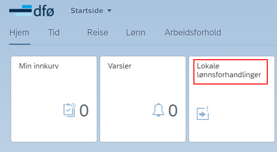 Bildet vier hvordan en velger «Lokale lønnsforhandlinger» i selvbetjeningsportalen.