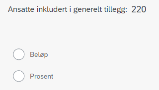 Bildet viser hvordan en kan velge enten Beløp eller Prosent.