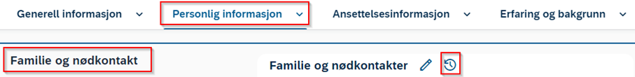 personlig informasjon - familie og nødkontakt