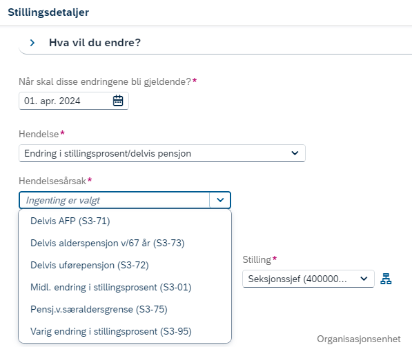 endring i stillingsprosent