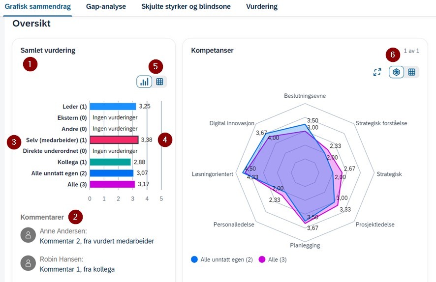 Skjermbilde for innstillinger for grafisk sammendrag 360