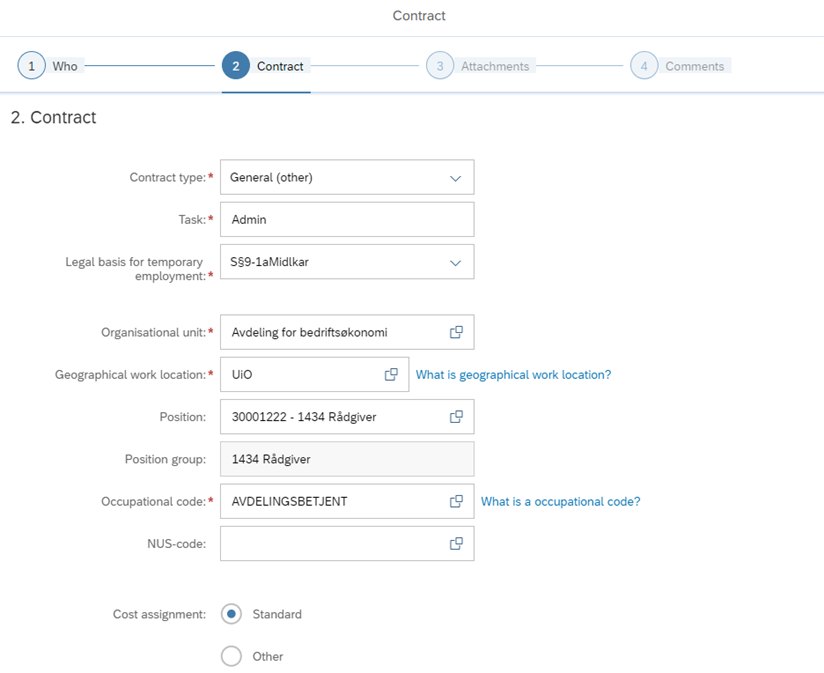 The image shows Step 2 - Contract.