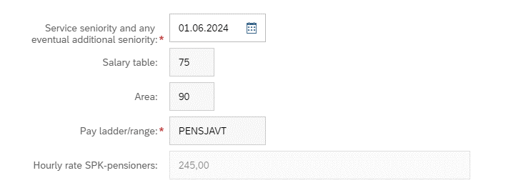 The image shows salary information for pensioner. 