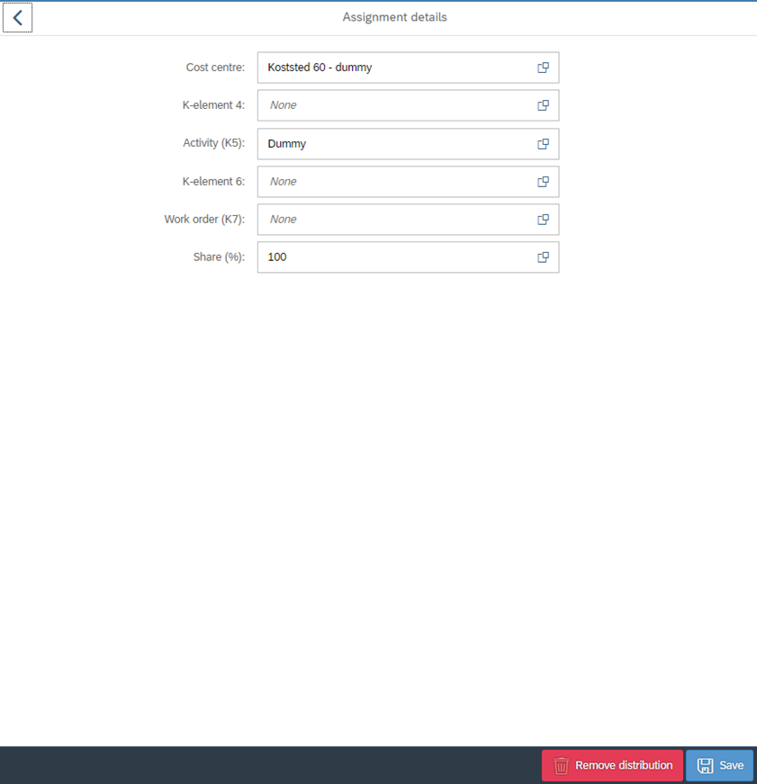 The image shows the cost allocation details.