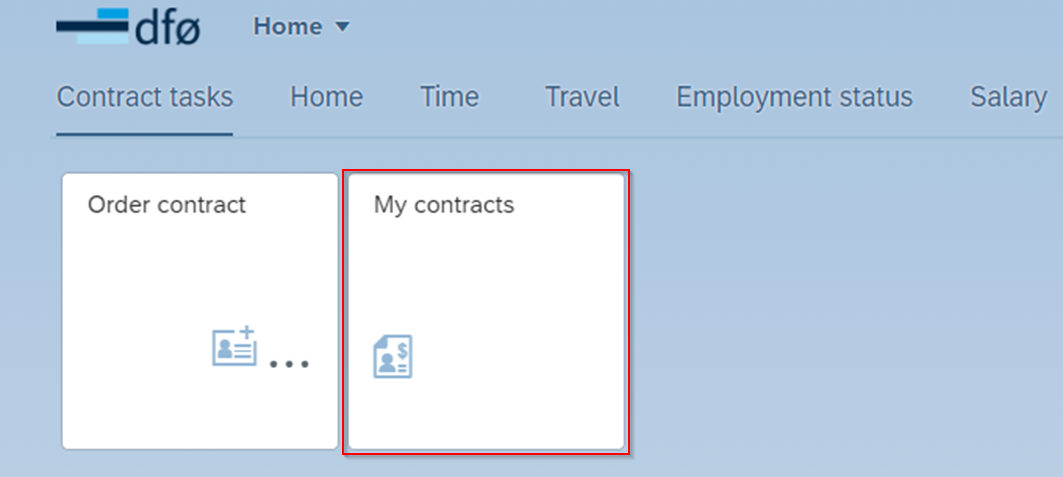 The image shows "My contracts" in the self-service portal