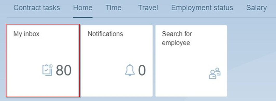 The image shows the inbox tile in the self-service portal