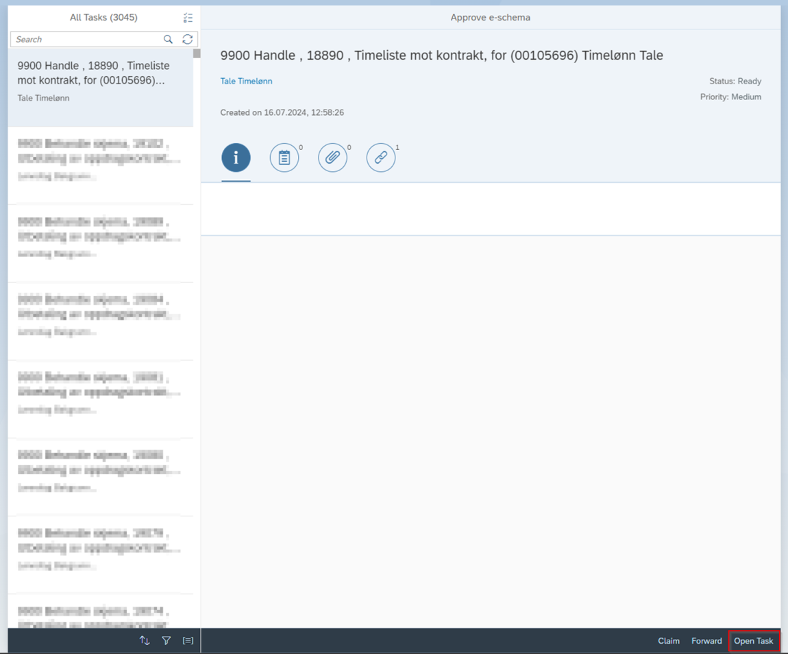 The image shows an overview of tasks in the inbox