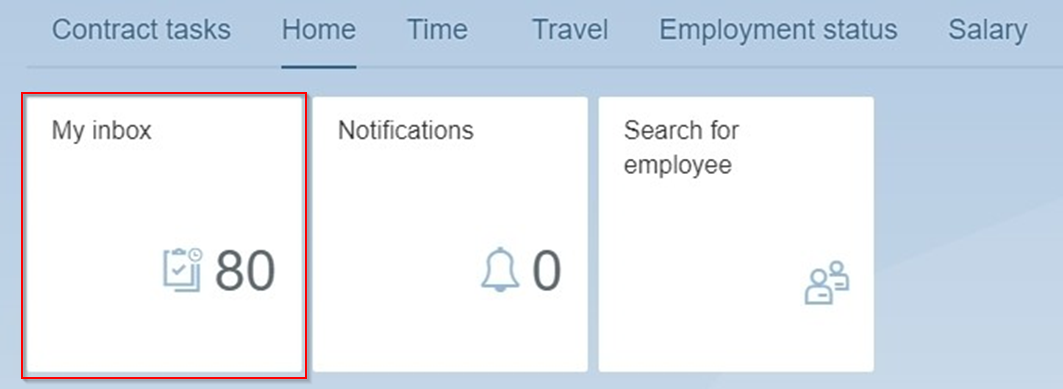 The image shows the inbox tile in the self-service portal