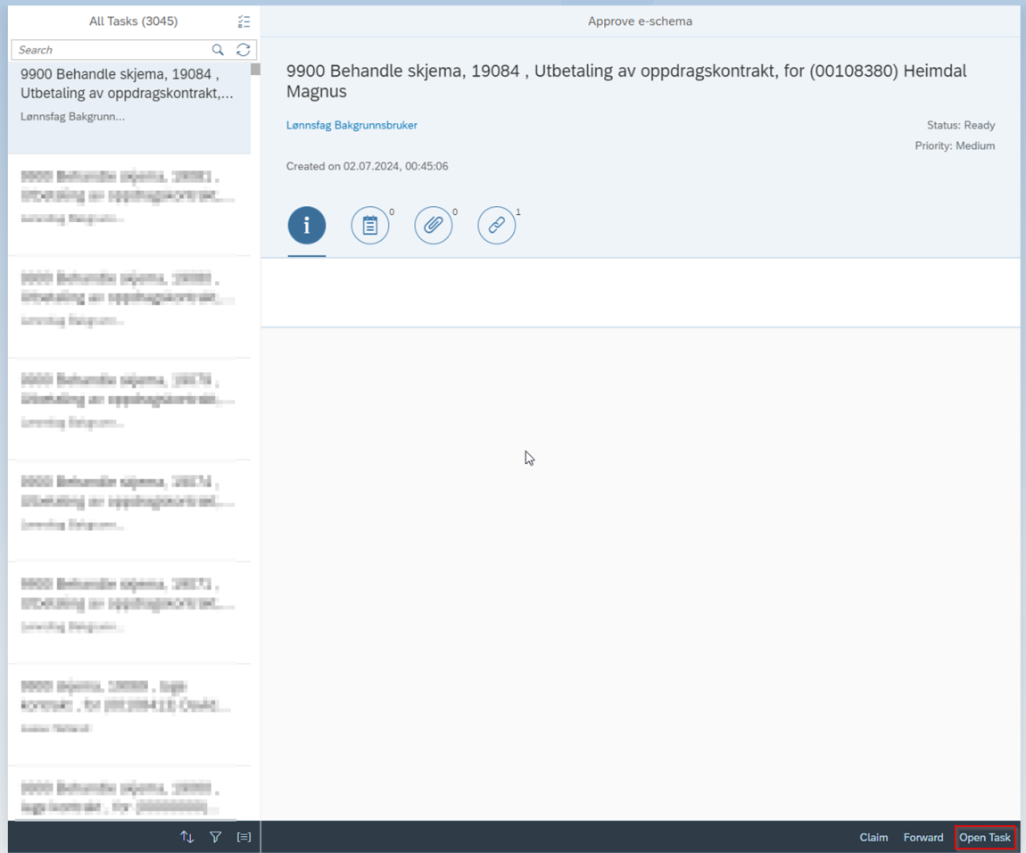 The image shows an overview of tasks in the inbox