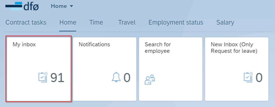 The image shows the inbox tile in the self-service portal