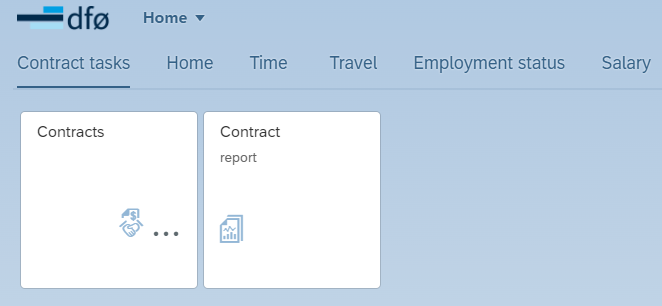 The image shows the contract report tile in the self-service portal