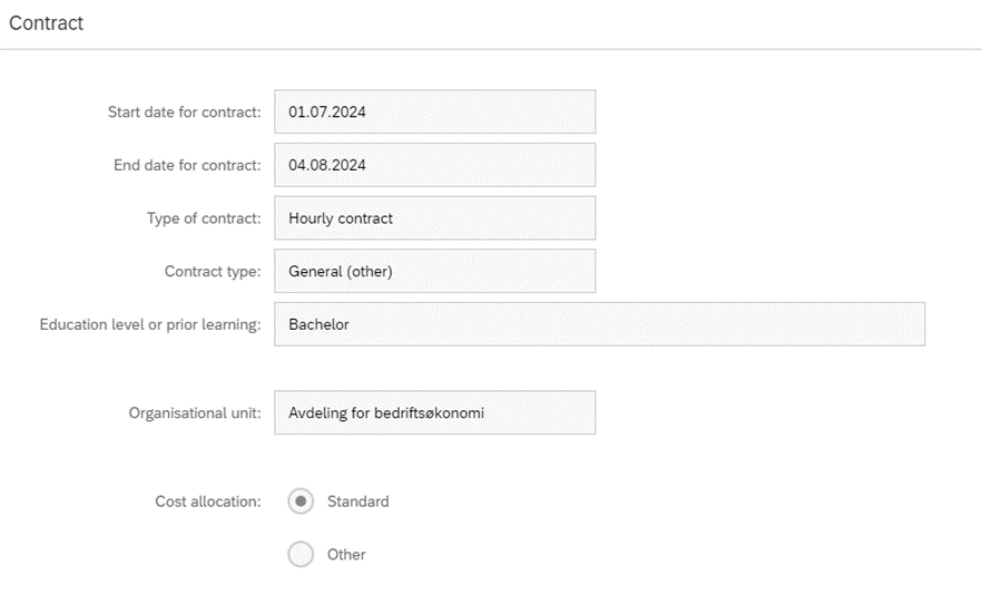 The image shows the contract header for an hourly contract