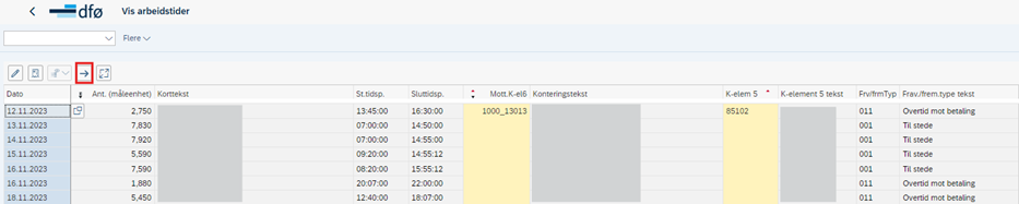 Bildet viser timer registrert på aktivitet