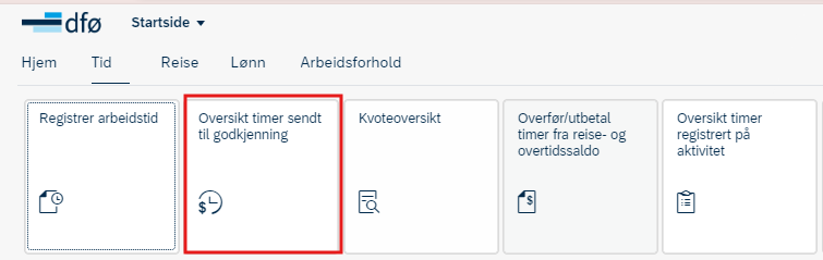Bildet viser flisen oversikt timer sendt til godkjenning i selvbetjeningsportalen