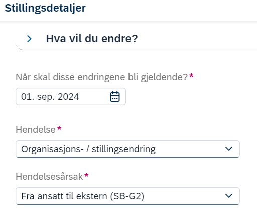 fra ansatt til ekstern