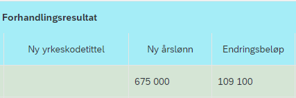 Bildet viser utklipp av kolonnegruppen Forhandlingsresultat.